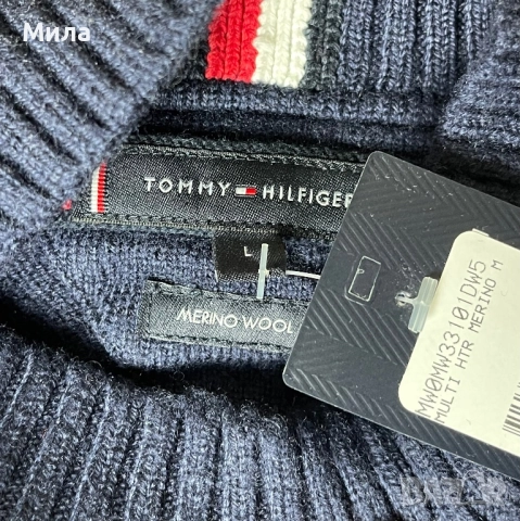 Tommy Hilfiger - Мъжки пуловер ( Мериносова Вълна 100%  ) / L, снимка 3 - Пуловери - 52631320