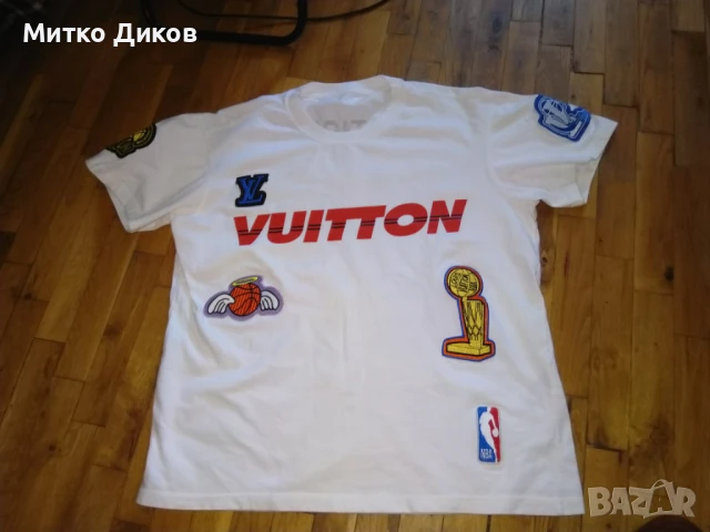 Луис Витон multi patch NBA Logo 2021 баскетбол памук размер Л бяла