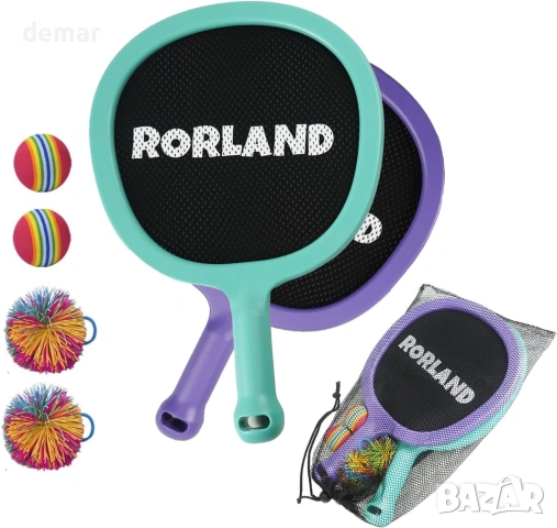 Комплект от 2 ракети и 4 меки топки, комплект за бадминтон, за всички възрасти