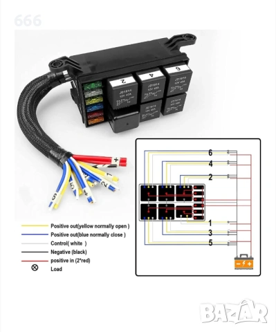 Комплект от 2 автомобилни релета 24V 40A, 5 пина, с букса и проводници, снимка 2 - Аксесоари и консумативи - 53564270