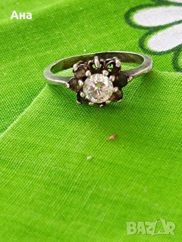Красив сребърен пръстен с камък , снимка 1 - Пръстени - 45469232