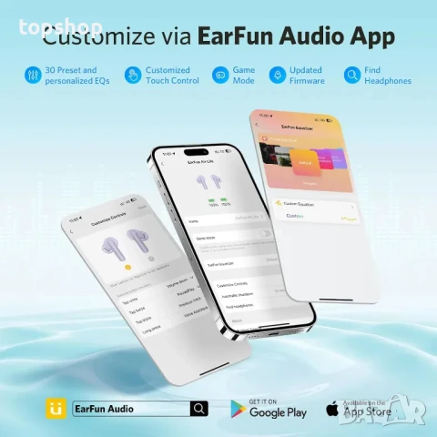 Безжични слушалки EarFun Air Life, дълбок бас с 12 мм драйвери, Bluetooth 5.4, 35 ч, IPX5, лилаво, снимка 5 - Безжични слушалки - 50578073