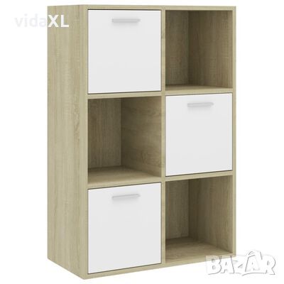 vidaXL Шкаф за съхранение, бяло и дъб сонома 60x29,5x90 см, ПДЧ（SKU:801139