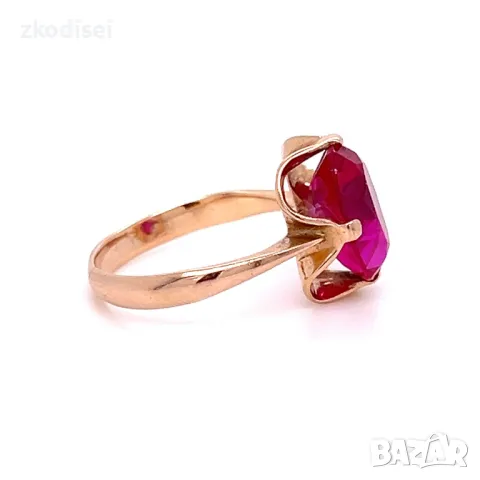 Златен дамски пръстен с рубина 3,65гр. размер:52 14кр. проба:585 модел:31354-1, снимка 2 - Пръстени - 50096081