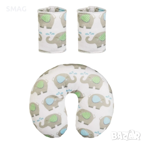 Детски комплект за пътуване 3 бр. със слонче – възглавница и калъфки_1249284, снимка 2 - Други - 52303525