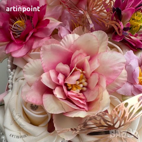 Луксозна Розова Чанта със Цветя 🌸, снимка 3 - Изкуствени цветя - 45681815