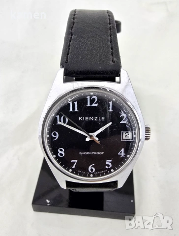 Винтидж немски часовник KIENZLE - швейцарски механизъм - нова черна каишка - дата