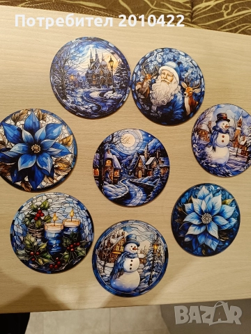 Коледни подложки за чаши, 8 бр., нови, снимка 4 - Декорация за дома - 47825512