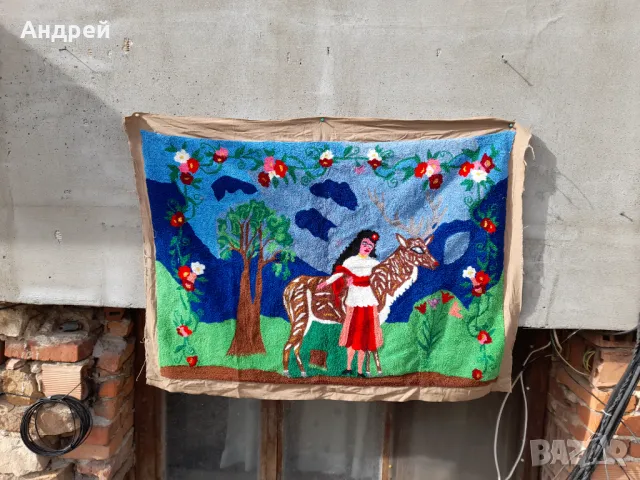 Старинен фъкан ковьор,покривка за стена #284, снимка 3 - Антикварни и старинни предмети - 49862483