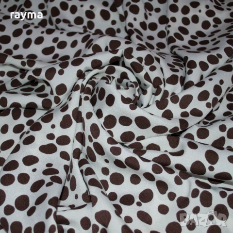 -40% Плат италиански копринен жоржет сатен принт точки, снимка 5 - Рокли - 50960591