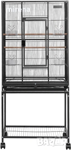 Клетка за птици кована желязна плъзгаща се тава колелца н143, снимка 5 - За птици - 53838243