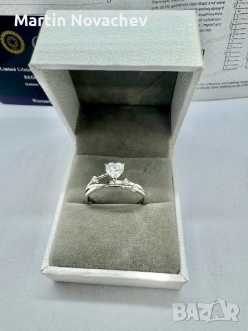 Сребърен пръстен с мойсанит (Диамант) 0.8 карата, снимка 11 - Пръстени - 51516725