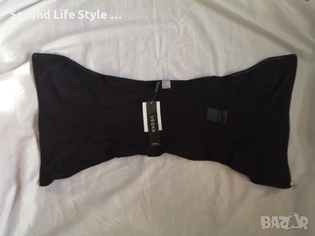 H&M нов кожен топ корсет-бюстие с цип отпред р-р XS , снимка 15 - Корсети, бюстиета, топове - 54114945