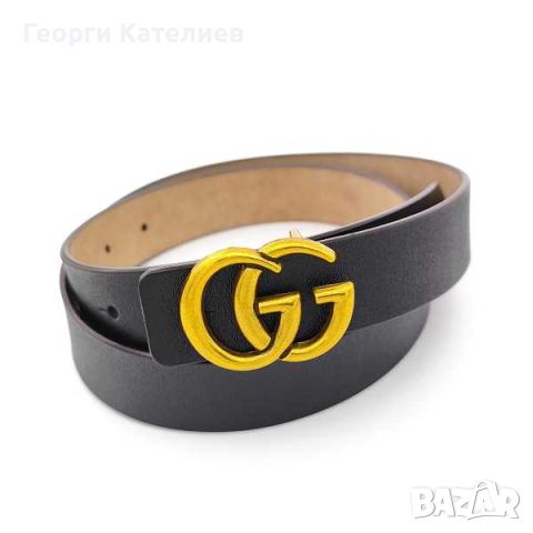 Дамски Колан Естествена Кожа Черен Със Златиста Катарама Gucci Код На Продукта:D-065, снимка 3 - Колани - 46100939