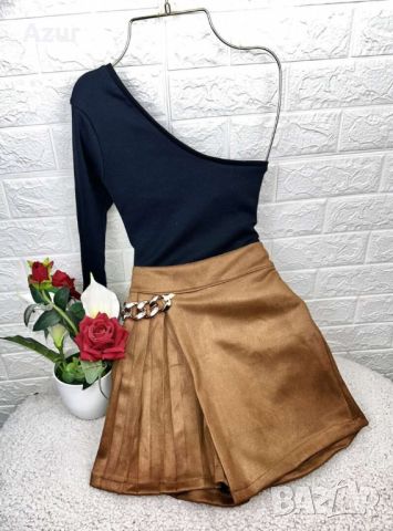 дамски комплект блуза с един ръкав и пола панталон , снимка 1 - Блузи с дълъг ръкав и пуловери - 46386855