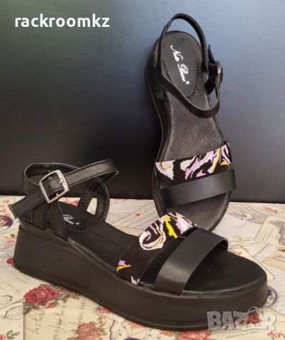 Дамски сандали от естествена кожа произведени в България модел: 236162-1451 nero-pied, снимка 2 - Сандали - 45891126