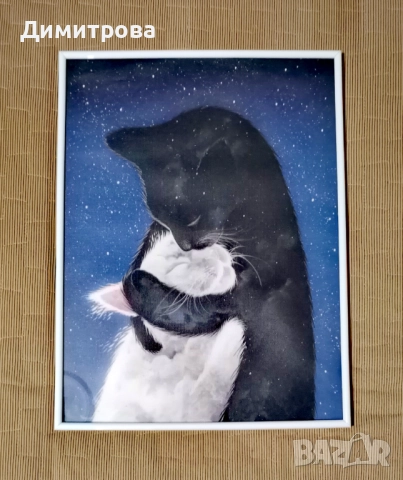 Влюбени котки, арт принт, картина 