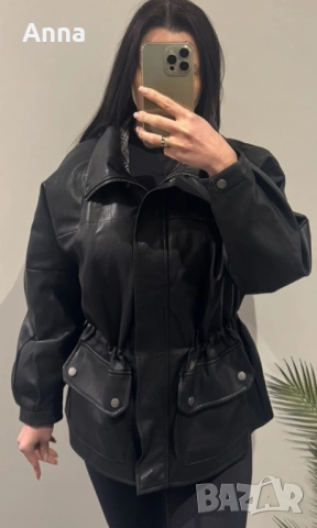 Модерно яке, изкуствена кожа ,нова колекция на Stradivarius, отлично състояние🔥🔥🔥, снимка 3 - Якета - 53917261
