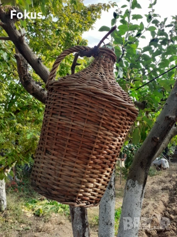 Стара стъклена дамаджана оплетена с ратан, снимка 7 - Антикварни и старинни предмети - 53363940