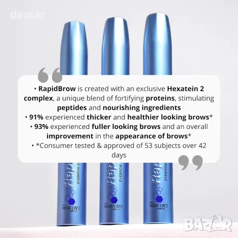 Комплект RapidBrow Duo – Серум за подсилване на веждите, комплекс Hexatein 2, 3 мл (Пакет от 2 бр.), снимка 4 - Козметика за лице - 49793239