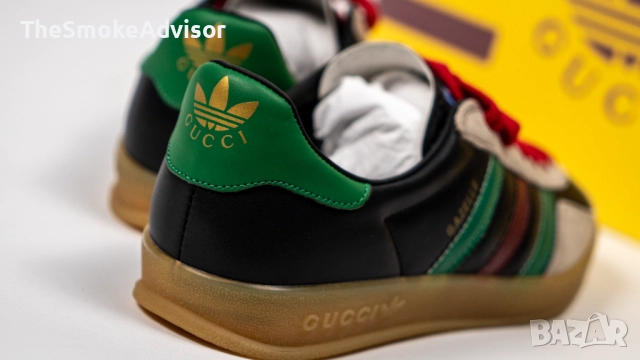 Унисекс Обувки Adidas x Gucci Gazelle Black Green Red, снимка 5 - Маратонки - 52170261