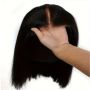 Черна лейс фронт естествена коса перука на път, снимка 6