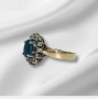 Златен пръстен с диаманти и сапфир 14к, снимка 5