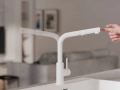 Бял смесител за кухня с изтегляща глава, 2 режима на струя - 3010, снимка 10