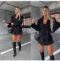 Дамско черно късо палто с колан / Различни цветове , снимка 2