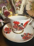 Lomonosov Imperial Porcelain Factory "Red Rooster" tea cup and saucer Код P1956, снимка 13