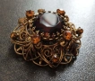 Винтидж чешка брошка с цитриново стъкло от 50-те, снимка 4