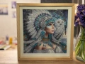 Елмазен гоблен "Принцесата с бялата сова" - в рамка, ръчна изработка, снимка 2