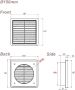 GEFONG Стенна вентилационна решетка 6 инча 150 мм с мрежа против комари НОВА, снимка 2