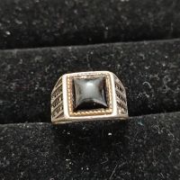 Красив мъжки сребърен пръстен с ахат, снимка 1 - Пръстени - 45455765