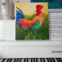 Картина Петел - A Young Rooster painting, снимка 2 - Картини - 45128714
