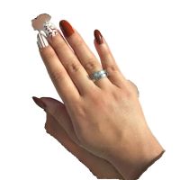 Дамски елегантен сребрист пръстен от неръждаема стомана с блестящ камък, снимка 2 - Пръстени - 45454418