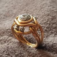 ЗЛАТЕН 18 КАРАТА БРИЛЯНТИ диаманти елегантен пръстен злато, снимка 2 - Пръстени - 45602502
