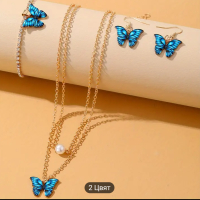 Шикозен сет Сини пеперудки, снимка 8 - Бижутерийни комплекти - 45026629