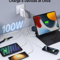 100 W 6-портов USB C щепсел - бързо зарядно устройство, снимка 2 - Друга електроника - 45567681