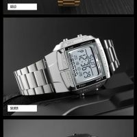 SKMEI Мъжки ръчен цифров спортен часовник с каишка от неръждаема стомана + подарък, снимка 6 - Мъжки - 45872846