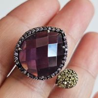 Красив сребърен пръстен с Пурпурен Аметист , снимка 3 - Пръстени - 45113345
