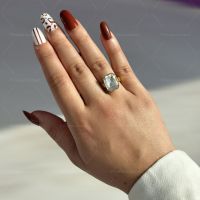 Дамски пръстен от медицинска стомана с голям камък за изискан шик, снимка 1 - Пръстени - 45710461