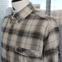 Jack Wolfskin Men`s Beige/Black Long Sleeve Checked Shirt -мъжка  риза за спорт и туризъм размер XL , снимка 5 - Ризи - 45264813