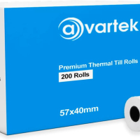 AVARTEK 57 x 40 mm термична хартия за разписки за PDQ машина за кредитни карти, POS и др., 200 ролки, снимка 9 - Консумативи за принтери - 44977250