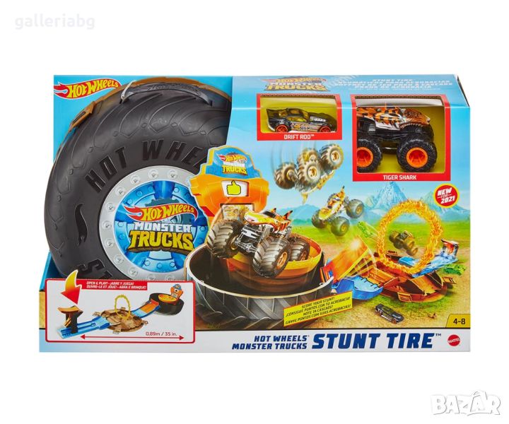 Hot Wheels - Голямо бъги Monster Trucks, комплект автомобилна гума с едно бъги и една количка, снимка 1