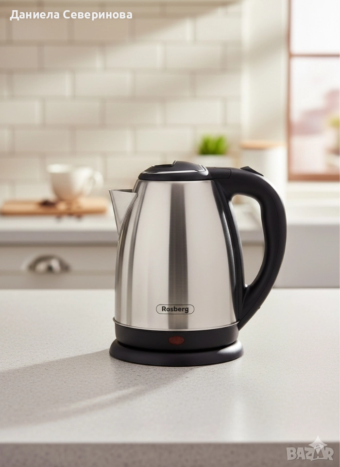Електрическа кана Rosberg R51230I, 1800W, 1.8л., Корпус неръжд. стомана, S/S, Сив , снимка 1
