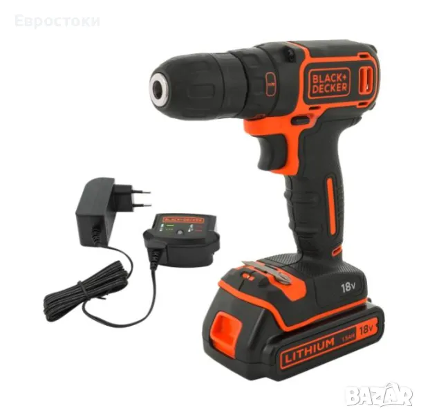 Акумулаторен винтоверт Black&Decker BDCDC18 Напрежение: 18 V. Капацитет на батерията: 1.5 Ah , снимка 1