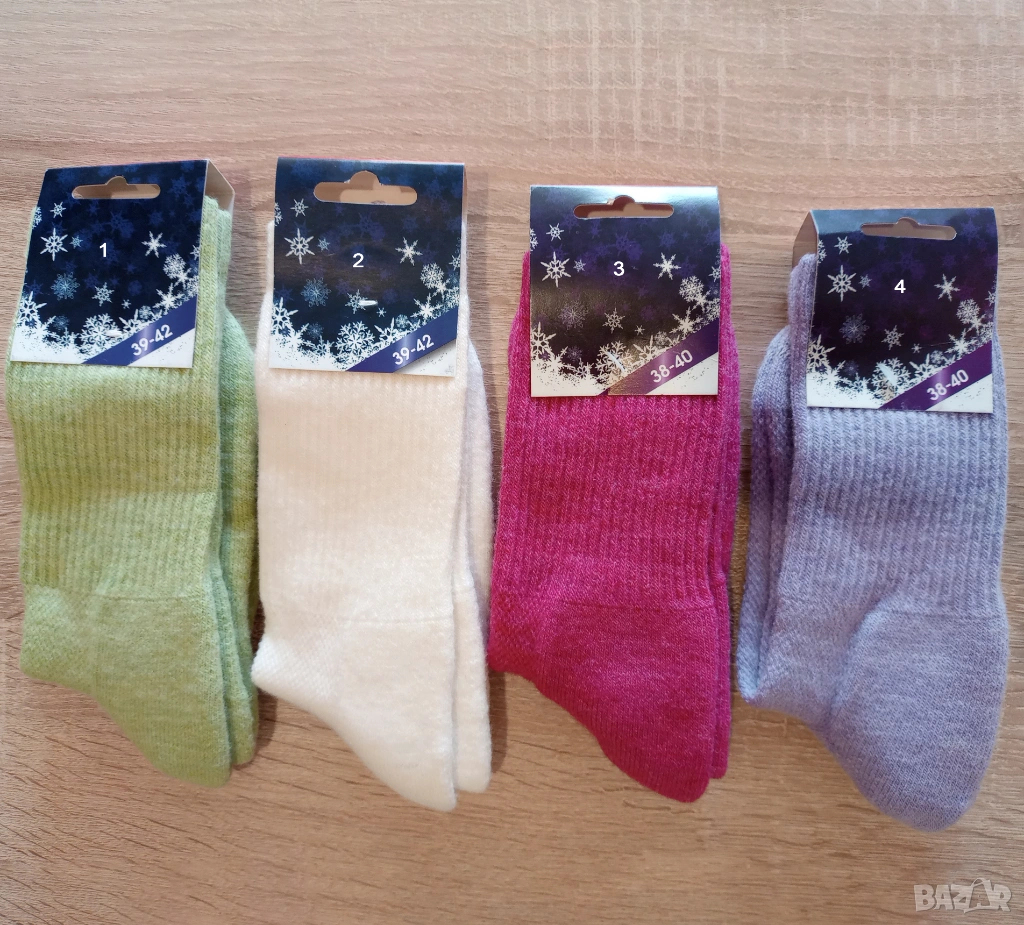 Вълнени чорапи от 100% вълна с подсилено ходило, снимка 1