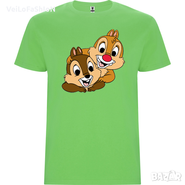 Нова детска тениска с катериците Чип и Дейл в зелен цвят, Disney, снимка 1