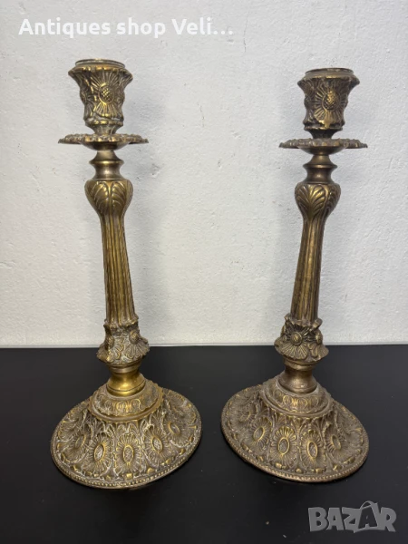 Чифт бронзови свещници №7058, снимка 1